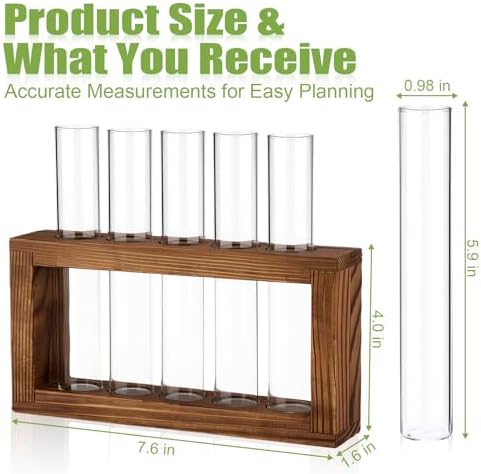 3-Pack Glass Plant Propagation Stations with Wooden Stand, Gardening Gifts for Women Mom Plants Lovers, 15 Glass Test Tubes Vases for Hydroponic Plants Desktop Terrarium Decor - Image 2