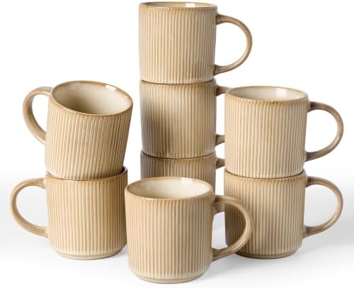 famiware Coffee Mug Set of 8, Star 12 oz Ceramic Mugs Cups Set with Handle by Famiware