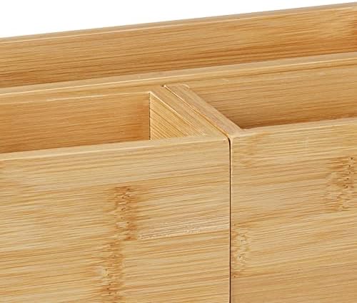 Relaxdays, Set of 4, Pen Holder, Tray, Desk Organiser for Office Utensils, Bamboo, Natural, 11.5 x 27 x 18 cm - Image 6