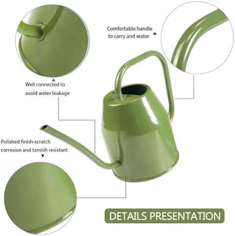 35 oz/1000 ml Metal Indoor Small Watering Can with Long Spout for House Plants Decorative, 12 oz/360 ml Glass Plant Mister Spray Bottle for Bonsai Garden Flowers(Green) - Image 2