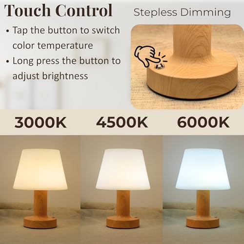Cordless Rechargeable Mushroom Table Lamp, Dimmable 3-Color Night Light - Image 2