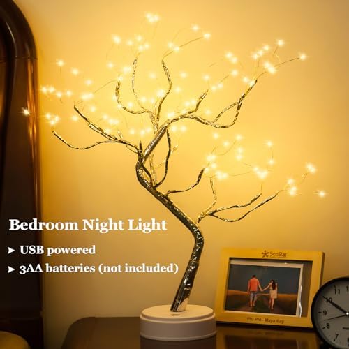 PXBNIUYA Room Decor, 20" 108 LED Tabletop Bonsai Tree Light, DIY Artificial Tree Lamp, Battery/USB Operated, Aesthetic Lamps for Living Room Bedroom Christmas Home Gifts House Decor (Warm White) - Image 2