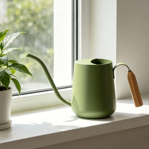 Black 30oz Watering Can for Indoor Plants, Long Spout Metal - Image 4