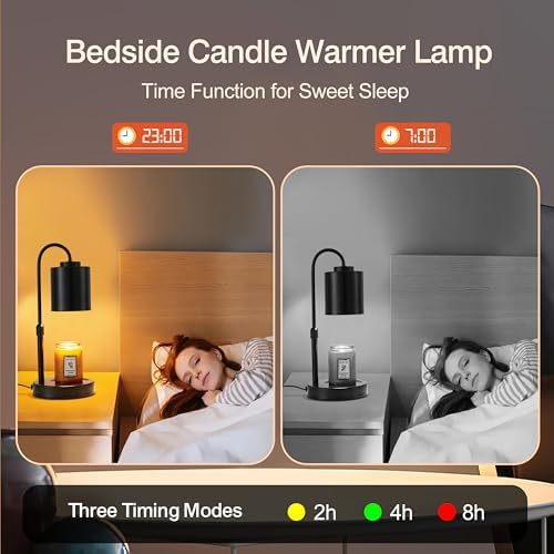 CASTLELIFE Candle Warmer Lamp with Timer & Dimmer, Height Adjustable Electric Wax Melt Warmer for Jar Candles, Gifts for Mom Home Decor, Black - Image 6