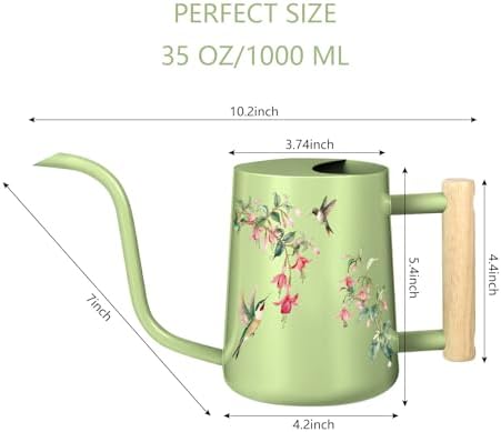 Watering Can Indoor Plants, 35oz Small Stainless Steel Metal Watering Can Modern Decorative Watering Pot with Long Spout for Indoor House Plant Bonsai Garden Flowers (Saga Green 2) - Image 7
