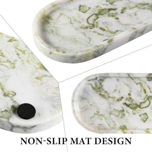 Koville Marble Vanity Tray for Bathroom Countertop, Green Marble Bathroom Tray Perfume Trays for Dresser, Stone Jewelry Dish Stone Trays for Kitchen Counter, Candle Holder for Home Decor - Image 4