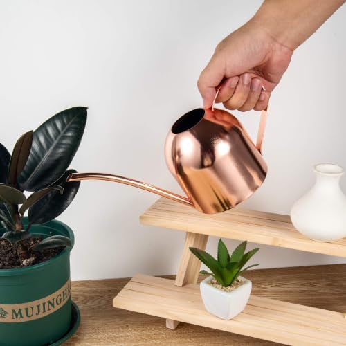 IMEEA 30oz Indoor Plant Watering Can Stainless Steel Long Spout, Rose Gold - Image 3