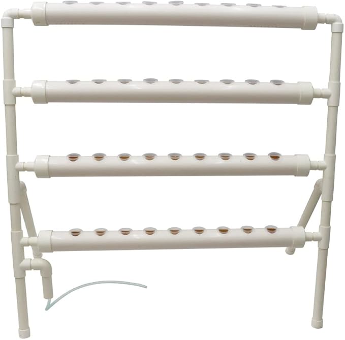 Wall-Mounted Hydroponic Grow Kit 36 Plant Sites Hydroponics Planting System 4 Food-Grade PVC Pipes Hydroponic Gardening Indoor System with 110V Well Pump,Planting Sponge,Hose