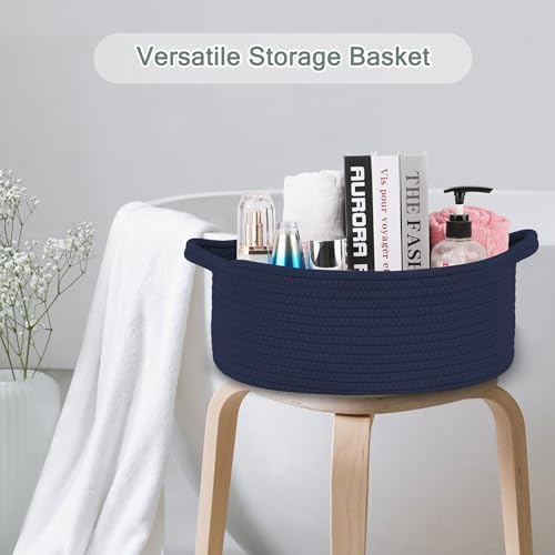 COMSE Empty Small Gift Basket with Bag & Ribbons, Navy Blue - Image 6
