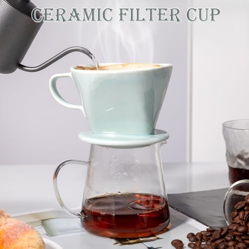 Pour Over Coffee Dripper, Ceramic Pour Over Coffee Maker, Green - Image 3