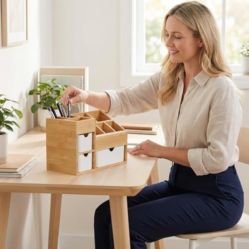 Bamboo Makeup Organizer, 11.5x5.4in - Image 7