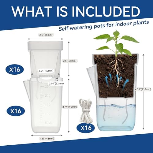 16 Pack 2.5" Medium Self Watering Pots for Indoor Plants, Small Clear Plastic Planters,Self Watering Planters Garden Flower Pots for African Violet, Hoya, Seedlings, Cuttings &Semi-Hydro - Image 2