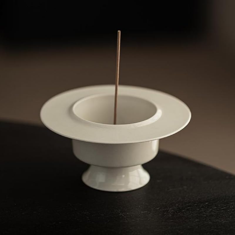 Incense Holder Modern Minimalist Circular Incense Stick Burner for Cones or Sticks for Yoga & Meditation, Enhance Atmosphere,Ceramic Ash Catcher White-4 by Warmself