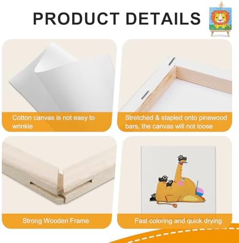 ESRICH Small Stretched Canvas for Painting 6x6 inch, 2/5''Profile Art Primed 8 Pack Canvases for Painting, Cotton Small Professional Blank Paint Canvas for Kids and Art Supplies, for Acrylics, Oils. - Image 4