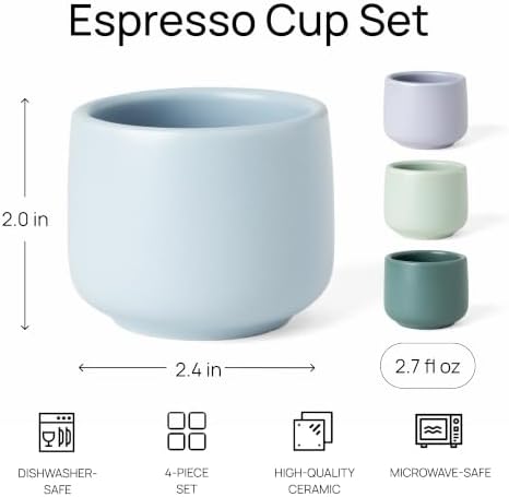 MIAMIO - Espresso Cups Set of 4, Ceramic (2.7 oz) - Nami (Pastel Coast) - Image 2