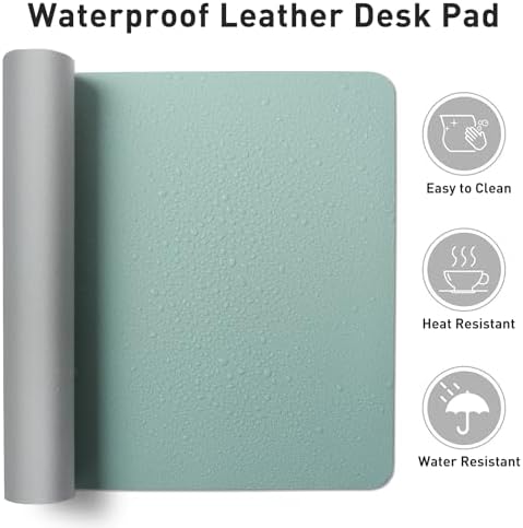 Aothia Leather Desk Pad Protector, Mouse Pad, Office Desk Mat, Non-Slip PU Leather Desk Blotter, Laptop Desk Pad, Waterproof Desk Writing Pad for Office and Home (23.6" x 13.7", Light Blue) - Image 6