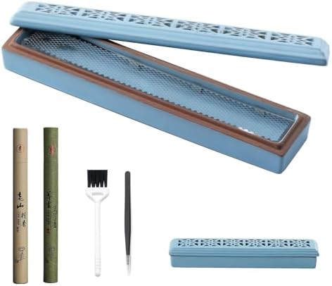 CEREMONY Incense Holder,Ceramic Incense Holder for Sticks with Ash Catcher,Coffin Style Incense Box,Incense Burner for Meditation Yoga Spa Room Decor(Blue) by LifeNeedsAlittleofCeremony