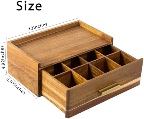 Acacia Wood Tea Bag Organizer, Tea Organizers and Storage Box, Tea Caddy for Tea Bags Storage Drawer, Teabag Holder Container Boxes for Countertop, Tea Station Chest Display Wooden, Organizador De Te - Image 2