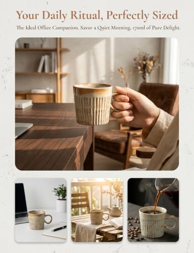 14oz Stoneware Coffee Mug, Chunky Handle Ceramic Cup for Home Office - Image 5