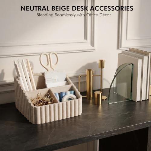 Modern Desk Organizer-Aesthetic Desk Organizer-Beige office supplies - Image 6
