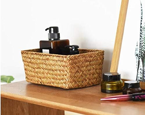 DOKOT Small Woven Wicker Open Storage, Rectangular Handmade Seagrass Baskets for Home, Bathroom Organization（Set of 3） - Image 4