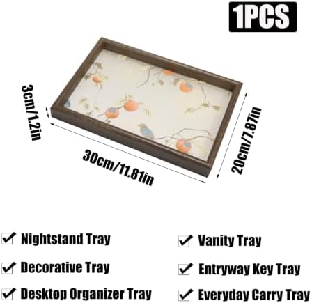 Embroidered Decorative Tray 11.8 inch, Boho Catchall Tray, Persimmon - Image 2
