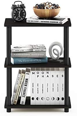 Furinno TURN-N-TUBE Storage Shelves, 3-Tier Book Shelf, Corner Shelf, Toolless Open Shelves, for Organization and Storage, Living Room, Garage, Home Office, Espresso - Image 3