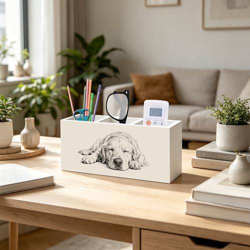 Golden Retriever Dog Pen Pencil Holder Organizer for Desk, Gifts for Golden Retriever Lovers, Dog Lovers Mom Dad Gifts Wood Signs Makeup Brush Toothbrush Holder for Bathroom Vanity - Image 5