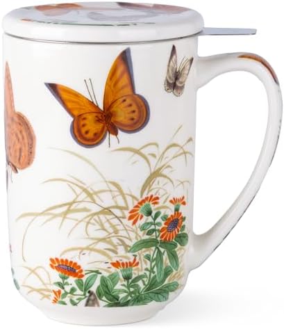AmorArc Tea Cup With Infuser and Lid, 18oz Loose Leaf Tea Mug With Steeper by AmorArc