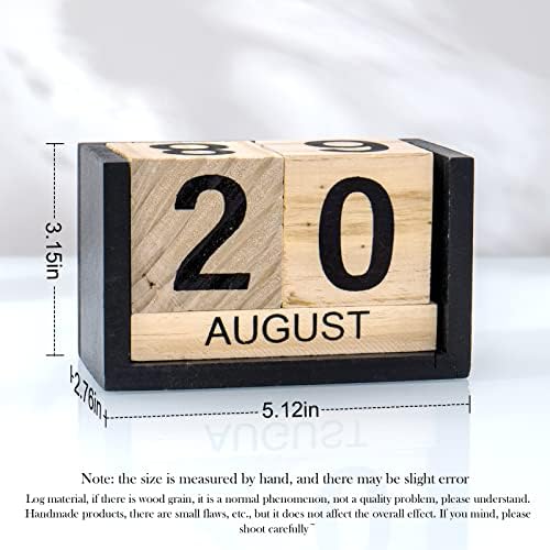 Notakia Wooden Gaobei Desk Blocks Calendar Perpetual Block Month Date Display (Large Black Wood Color) - Image 6