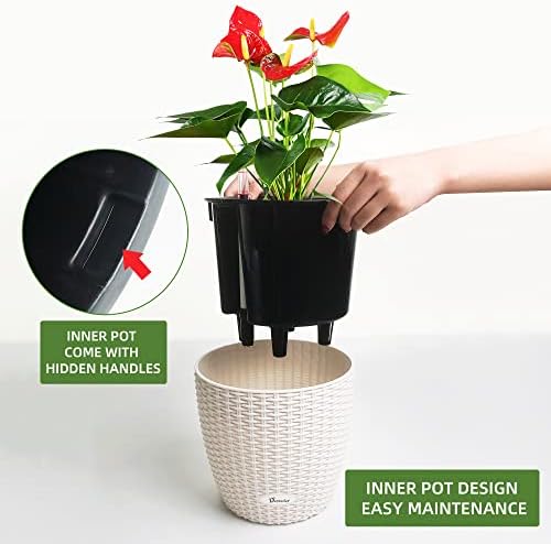 Dexceder 9x8 Self Watering Planter (Ivory White Rattan) - Image 4