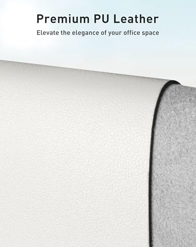Aothia Faux Leather Desk Mat - Large Mouse Pad, Non-Slip PU Leather Blotter, Waterproof Writing Surface for Office and Home (Off-White, 63" x 24") - Image 2