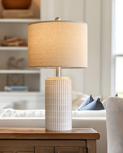 PoKat 23'' Bedside Table Lamp for Bedroom Nightstands, Modern Ceramic Decor by Pokat