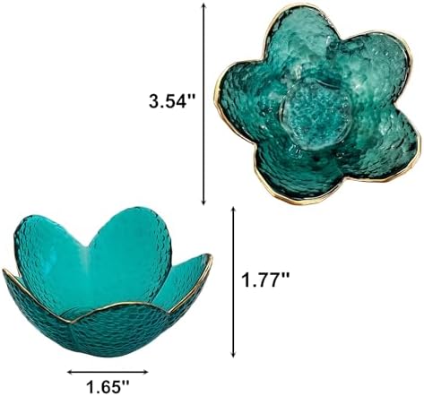 Small Green Flower Jewelry Dish, Glass Jewelry Ring Tray Trinket Bowl, Nightstand Decor Ring Holder for Women, Home Decor Gifts for Women, Wedding, Birthday, Mothers Day, Christmas, Thanksgiving - Image 2