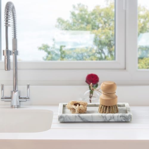 Natural Small Marble Vanity Tray, Stone Organizer for Bathroom & Kitchen - Image 4