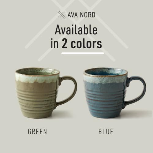 Ava Nord Reactive Glaze Stoneware Ceramic Coffee Mugs 4 Pack - 14oz - Blue - Image 5