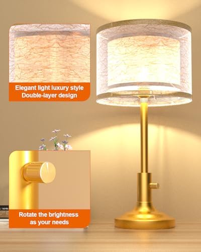 Lightdot Mid Century Table LampVintage Gold Dimmable Table Lamp - Image 4