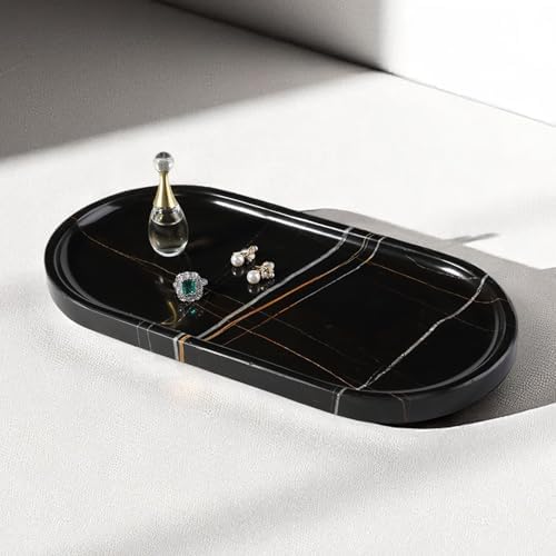 Koville Natural Black Marble Tray, 12"x6" Decorative Tray for Countertop, Catchall for Perfume, Candles, Jewelry Dish by Koville