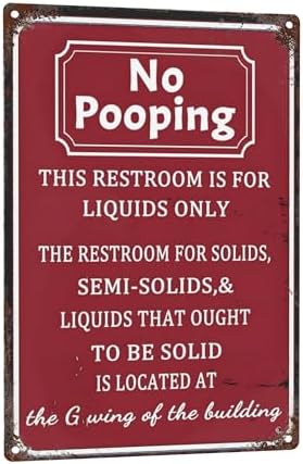 No Pooping Sign Vintage Bathroom Decor Metal Tin Signs Funny Office Work Coworker Bathroom Restroom Toilet Coffee Potty Humor Retro Wall Decor 8x12 Inch by C-CHAIN