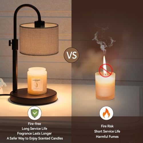 FINCMY Candle Warmer Lamp with Timer, Adjustable Height Candle Wax Warmer Candle Lamp Warmer for Jar Candles, Home Decor House Warming Gifts Compatible with Various Candles (Gray) - Image 5