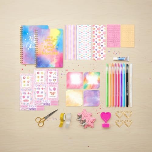 13 Pcs DIY Journaling Kit with 2 Notebooks, Stickers, Journaling Tapes and Pens, Decorative Accessories Included, Creative Journal Set for Teens and Adults for Daily Notes and Scrapbooking - Image 3