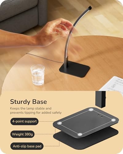 EDISHINE Curved LED Table Lamp, Modern Bedside Lamps for Bedroom, Black - Image 6