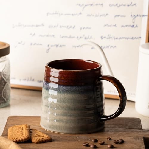 15.5oz Large Heavyweight Ceramic Mug, Reactive Gl (Black-Red) - Image 6