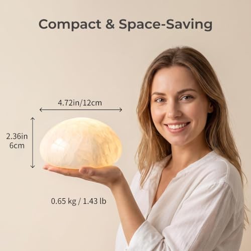 Natural Marble Lamp Cordless Touch Control Night Light 3-Way Dimmable Pat Light LED Ambient Glow Lamp Type-C Rechargeable Portable Stone Bedside Desk Lamp Zen Home Decor (White B) - Image 3