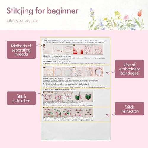 Embroidery Kit, 4 Pack Embroidery Kit for Beginners with Flower Pattern - Image 2