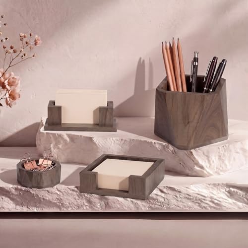 Sabary 4 Pcs Office Desk Accessories, Walnut Desk Organizer Set - Image 4
