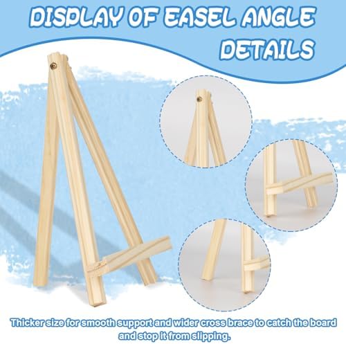 8 Pack Mini Canvas and Easel Set, 8×10 Inch Paint Party Kit Include 8 Small Easels 8 Color Palettes 8 Pen Holders 8 Sponge Brushes 16 Apron and 40 Brushes, Canvas Kit for Painting Party - Image 3