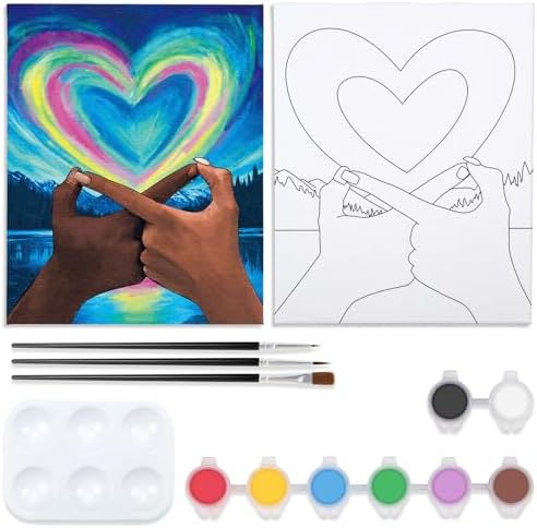 VOCHIC Canvas Painting Kit Pre Drawn Canvas for Painting for Adults Couples Date Night Party Kit Paint and Sip Party Supplies Infinity Love Paint Art Set 8x10 inch Valentine by VOCHIC