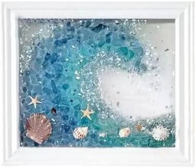 CIYOJA DIY Mosaic Kit for Adults – Complete Glass Mosaic Craft Kit with Sea Glass, Resin, Frame – Easy Resin & Stained Art Starter Set for Beginners & Adult Creative Projects (Wave Design) by CIYOJA