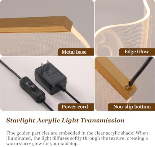 LED Small Table Lamp, Modern Minimalist Irregular Acrylic Nightstand Lamp, Warm Plug-in Desk Lamp for Bedroom Living Room Home Decor - Image 5